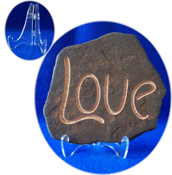 Sand Stone "Love" Petite Petroglyph/Paperweight